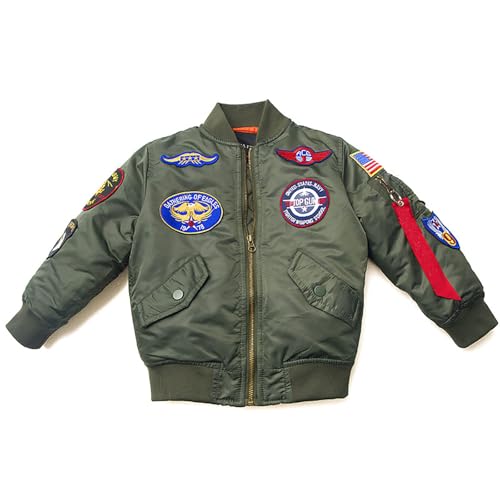 Image of CORIRESHA Kids Bomber Jacket Full Zip Badge Thermal Jacket with Pockets