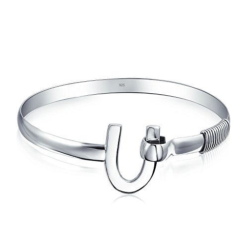Good Luck Horseshoe Bangle Equestrian Bracelet For Women For Men Graduation Gift Polished Finish 925 Sterling Silver