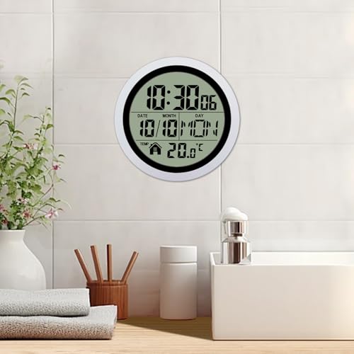 Horloge murale LCD à ventouse avec température et date pour douche