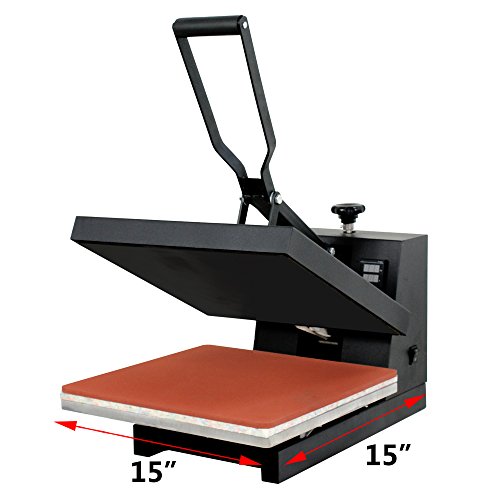 F2C 15" X 15" Black Heat Press Machine Digital Clamshell Transfer Sublimation Print Press Machine For T-Shirt 110V #TOP3