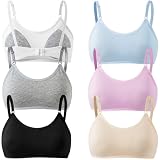 YoBeLove Teen Girls Sports Bras 6 Pack Cotton Underwear with Bra Pads and Adjustable Spaghetti Straps for Kids 12-16 Years Multicolor