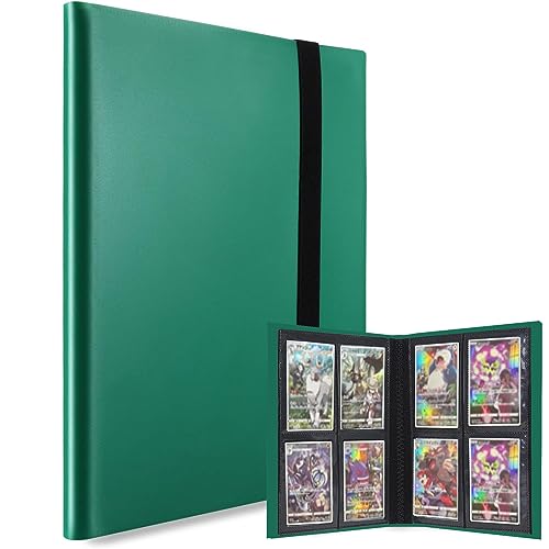 カードファイル カードバインダー 4ポケット 160枚収納 横入れ トレカホルダー バインダーホルダー シールファイル トレーディングカード フォトアルバム ファイル ブック (グリーン)