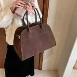 Covelin Women's Retro Suede Tote Bag Ladies' Fashion Shoulder Handbag Top Handle Purse Small Coffee