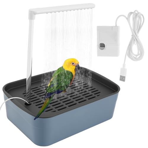 Image of Automatic ABS Bird Bath Shower, Parrot Bathtub with Circulating Faucet for Pet Bird, Low Noise Electric Cockatiel Bathing Pool for Budgie Lovebird