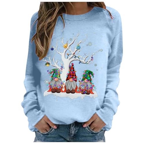 Sweatshirt femme bleu ciel taille L avec imprimé chic de Noël