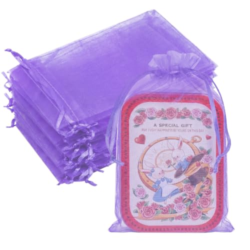 Image of Crweety 50PCS Organza Bags 6x9 Light Purple Small Gift Bags Mesh Drawstring | Party Favor Goodie Bag Bulk, Jewelry Sachet Candy Treat Soap Makeup Pouches, Wrap for Wedding Baby Shower Birthday Halloween