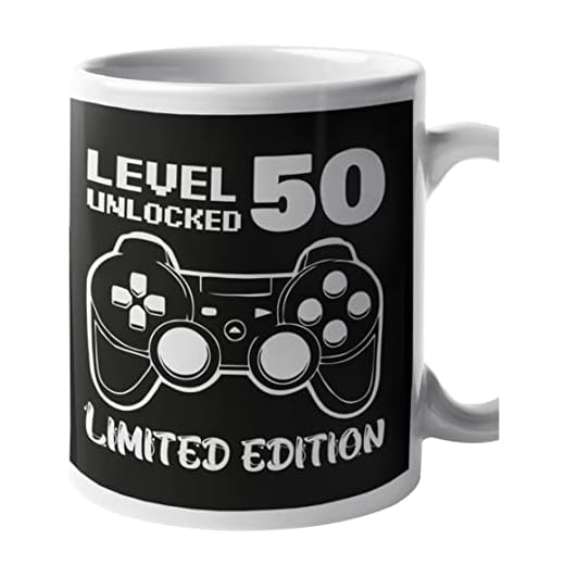 Level Unlocked Limited Edition Taza de cerámica para cumpleaños de 50 años