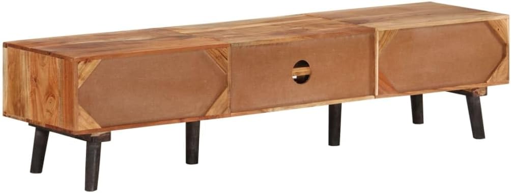 Natural Wood TV Cabinet Solid Acacia Wood Storage Unit with Four Drawers Rustic Charm and Spacious Organization for Living Room Media Essentials