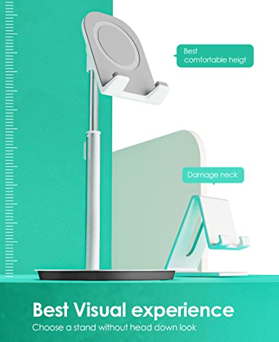 Ktrio Cell Phone Stand For Desk, Height Angle Adjustable Phone Holder, Taller Phone Tablet Stand Compatible With Iphone 14 13 12 Pro, 11 Pro Max, Xr, 8 Plus, Pad, Desk Accessories - Silver #TOP2