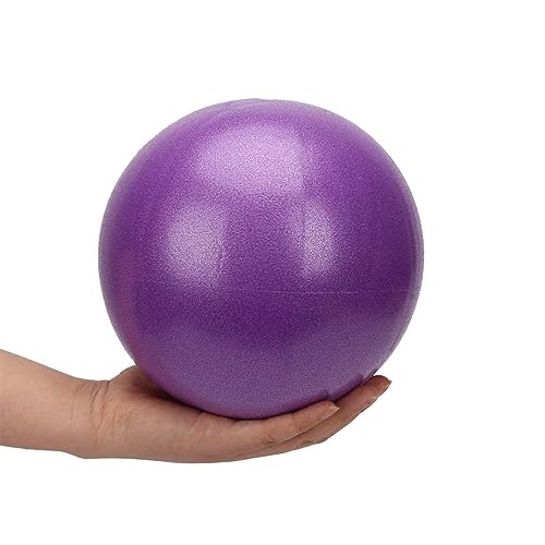 Image of PRANIJ Durable Small Soft Yoga Exercise Balls with Inflatable Straw, Mini Pilates Ball 23 CM /9 Inchs for Core Training Exercise (Purple)