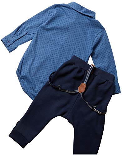 Conjunto Bebê Body e Calça Suspensório, Up Baby, Bebê Menino, Azul/Xadrez 021, G