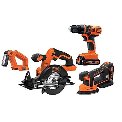 BLACK+DECKER 20V MAX* POWERCONNECT Cordless 4-Tool Combo Kit (BD4KITCDCMSL)