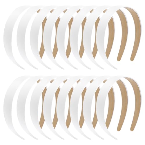 Semato White Headbands for Women and Girls 1 Inch Non-Slip Hair Bands Dseign DIY Craft Hair Accessories (White)