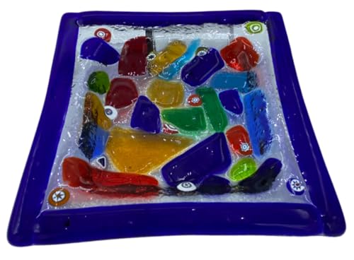 Assiette vitrée vénitienne blanche en murrine cadeau idéal Italie