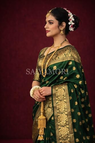Image of Women's Soft Silk Style Jacquard Saree with Rich Zari Woven Border & Pallu | 5.6 Mtr Saree with 0.8 Mtr Unstitched Blouse