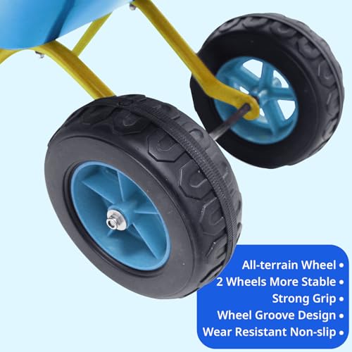 3T GROUP Kids Gardening Tools Outdoor Toys Set,Toddler Wheelbarrow,Wheel Barrow,All Metal Children Wheelbarrow for Kids Wheel Barrel for Boys Girls Age 3+ Years Old(Blue) - Thumbnail 5