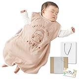 [きざむ] 名入れ ねむねむアニマル スリーパー 赤ちゃん 秋 ギフト 寝冷え防止 ガーゼ 名前入り プレゼント 出産祝い (モカ)