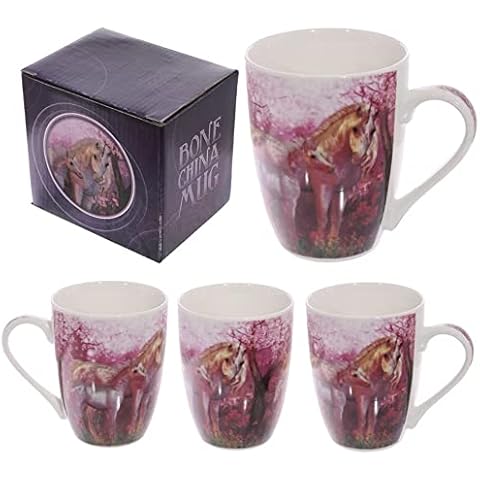Fantasy Unicorn Mother and Baby Pink Bone China Mug in Gift Box Cover