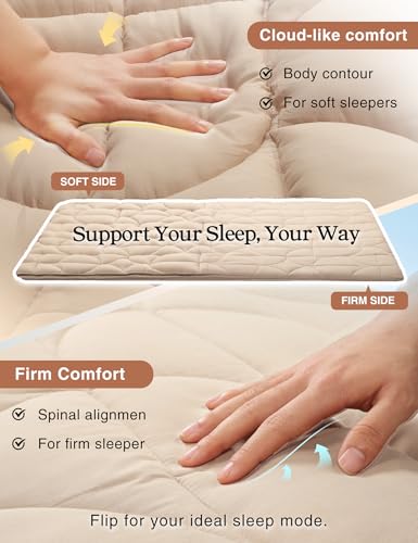ZonLi Japanese Futon Mattress Floor Mattress,Shredded Memory Foam Filled Sleeping Pad,100% Cotton Tatami Mat,Foldable & Portable Roll Up Lounger Bed for Kids and Adult,Twin(39\"x 80\",Beige) - Thumbnail 4
