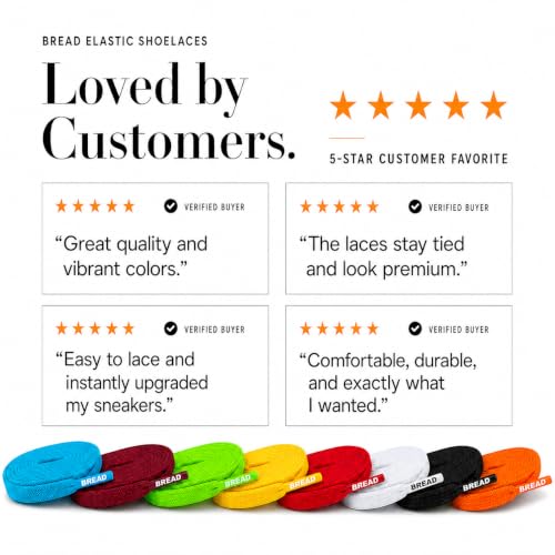 Image of Bread Elastic Shoelaces - Tie Once, Slip On Convenience - Premium Stretch Laces for Boots, Running Shoes, and Everyday Wear