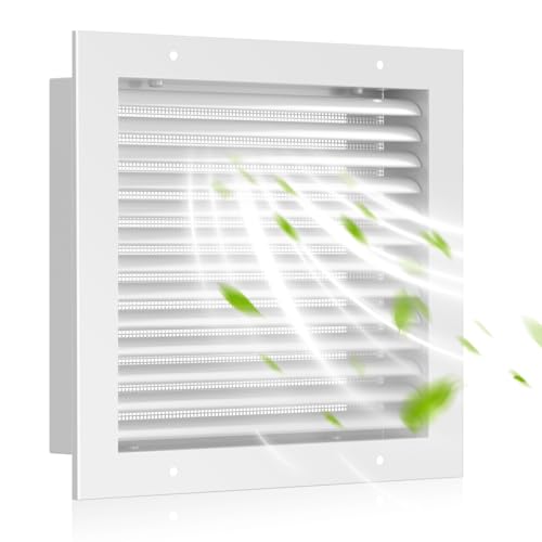 12" X 12" Gable Vents, Hon&Guan Aluminum Alloy Attic Vent for Houses Door Vents for Exterior Doors [Vent Opening: 10” x 10”], White