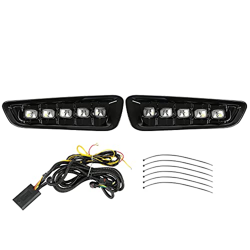 HECASA LED Fog Lights w/Turn Signal Lamp Compatible with 2017-2020 Ford F150 Raptor Daytime Running Lamp DRL Plastic Clear Lens Black Bezel by HECASA - Image 2
