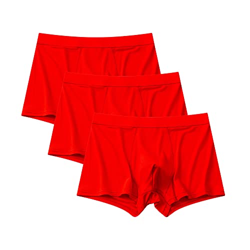 JEKE-DG Mens Soft Modal 3D Underwear Support Pouch Stretch Trunks Briefs Comfortable Band Boxer Briefs Multipac (XX-Large,Red-3pc)