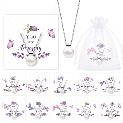 Tondiamo 10/20/40 Christian Faith Pearl Necklaces Mothers Day Bulk Gift for Church Women Religious Jewelry Gift Party Favor(20 Sets,White Pearl)