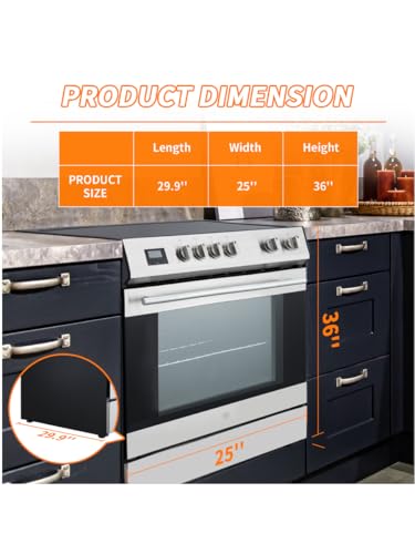 Garvee 30" Electric Range 5 Cu.Ft. Capacity with 4 Burners Glass Cooktop, Convection Oven, 6 Cooking Functions, Stainless Steel Freestanding Electric Range Oven with Front Control, Silver