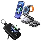 RORRY 3 in 1 Portable Charger for Apple, 5000mAh Power Bank with Built-in Cables& 5000mAh Foldable Charging Station