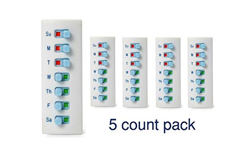 The Original Take-N-Slide Medication Tracker And Reminder~ 5 Count Package~Reusable Pill Trackers | Attach To Your Bottle (Not Included) | Pill Organizer Alternative White #TOP1