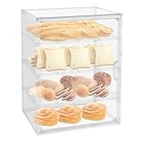 Panera de plástico transparente, 4 capas con cierre magnético y asa, para Bakerei, cafetería, tienda de muebles, transparente, moderna, versátil para pasteleros BäCker, 29,5 x 25 x 39,5 cm