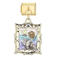 papasgix Italian Charm Bracelet Charms Gold Module für 9mm Charm Bracelets DIY Anhänger Italian Style Charms für Damen Italienisches Charm Armband Zubehör Geschenk Gold Muschel