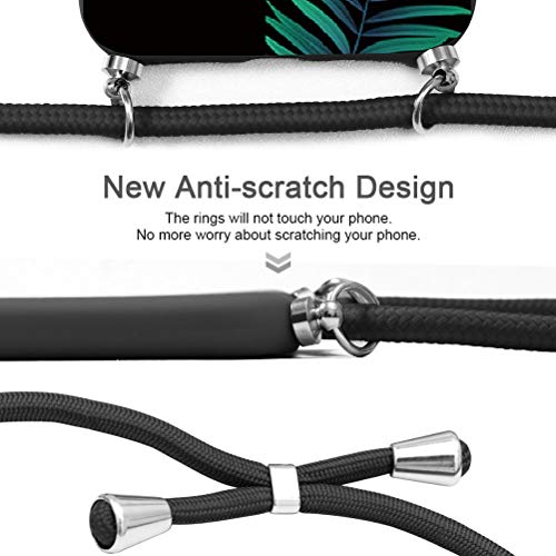 Yoedge Silikon Hülle für Huawei Mate 10 Lite/Nova 2i 5.9″ Blumen Handykette Necklace Handyband Umhängeband Lanyard Handy Handyhülle Handytasche zum Umhängen für HuaweiMate10Lite Hülle, Grünes Blatt