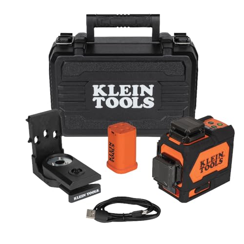 Klein Tools 93PLL Self-Leveling Laser Level with Bright Green 3x360-Degree Planes, Rechargeable Battery, Magnetic Mount