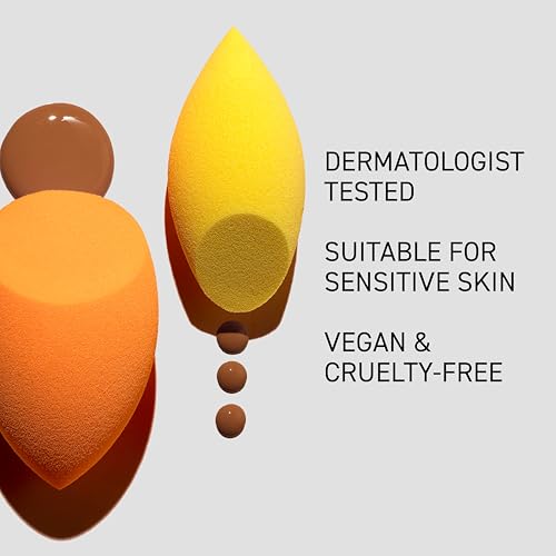 Image of Real Techniques Miracle Complexion Sponge + Concealer Sponge Duo, Makeup Blending Sponges For Foundation & Concealer, Offers Light To Medium Coverage, Natural, Dewy Makeup, Latex-Free Foam 2 Count