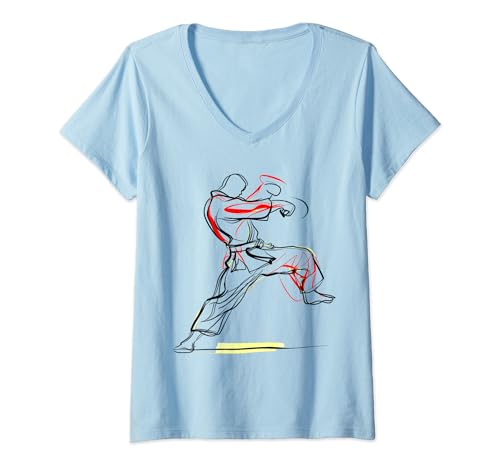 Mujer karate mma combat sport martial arts fight judo taekwondo Camiseta Cuello V