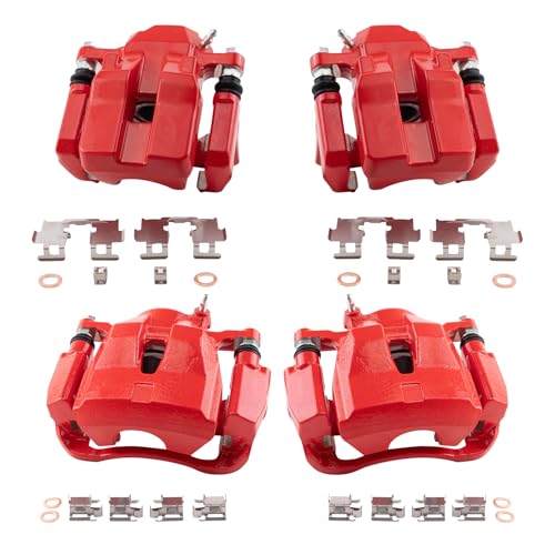 Image of TRQ Performance Front and Rear Brake Caliper Set Caliper Brackets Hardware Compatible with 16-18 Toyota RAV4 Hybrid XLE, 16-18 RAV4 Limited, 16-18 RAV4 XLE, 16-18 RAV4 SE, 17-18 RAV4 Platinum