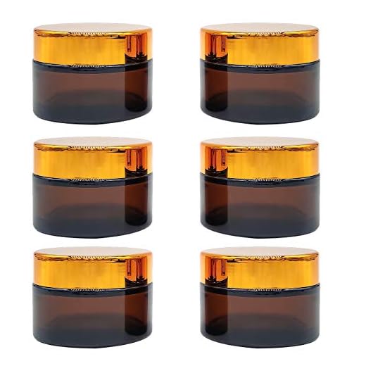 Bärnsten glasburk, 50 ml bärnsten glas tomt påfyllningsbar provflaska för förvaring hemmagjord ansiktskräm eteriska oljor lotion salva (6 pack)
