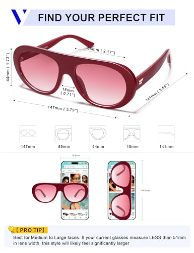 Image of VANLINKER Oversized Retro Aviator Sunglasses for Women Men Chic 70s Vintage Style Trendy 2026 Chunky Sun Glasses VL9865