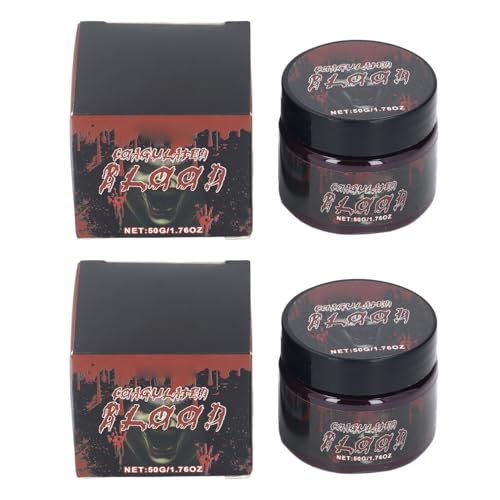 2pcs Makeup Coagulated Blood, 50g Realistic Sticky Skin Friendly Fake Blood, Washable Fake Blood for Makeup Cosplay Party Stage