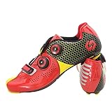 AIBAB Damen Herren Fahrradschuhe, Rennrad Fahrradschuhe, Fahrradschuhe mit SPD und Delta Cleats Lock Pedal Rennradschuhe,Red-36