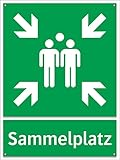 Sammelplatz Schild mit vorgebohrten Löchern zur Befestigung, 30x39cm, Witterungsbeständig & Langlebig Kunststoff, SignOnline, Hergestellt in Schweden