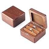 Wood Double Ring Box - Slim Walnut Storage - Wooden Box for Both Engagement Rings, Promise Rings &...