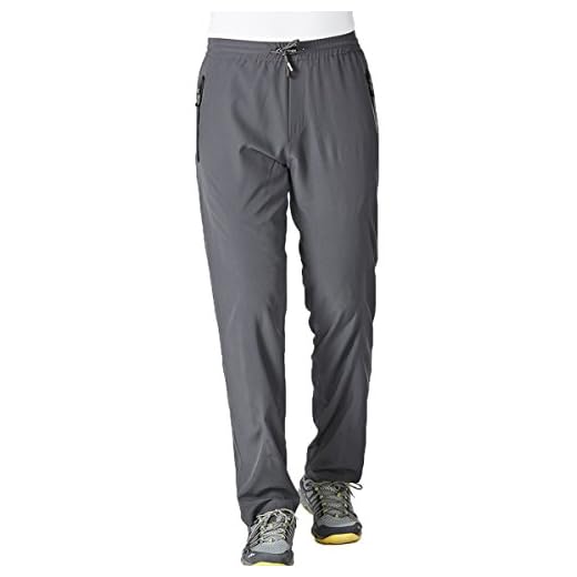 Men's Summer Lightweight Breathable Casual Hiking Running Pants Outdoor Sports Quick Dry Trousers (Grey,L)
