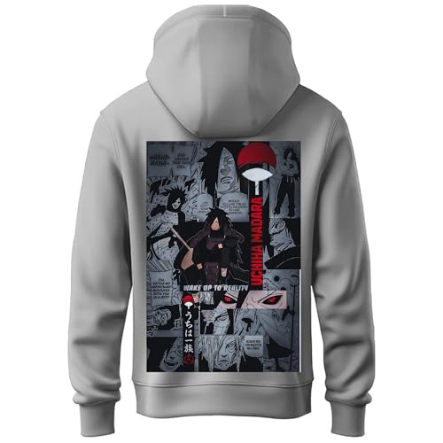 Image of Khakey Hoodie for Boys Stylish Madara Uchiha Front and Back Printed Anime Hoodie Best Winter Wear Hooded Sweatshirt