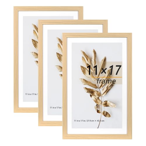 Hogaryo 11x17 Picture Frame Natural 3 Pcs set can Display on the Wall