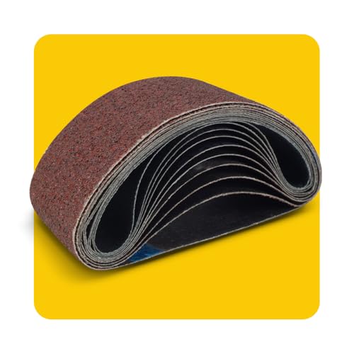Image of 65x410mm Sanding Belt Assorted Pack, 10 Pcs (2 Each of 40/80/120/150/240 Grits), Aluminum Oxide for Sanders