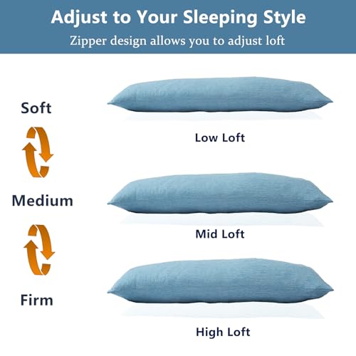 Body Pillow, Cooling Memory Foam Body Pillows for Adults Sleeping, Long Pillow for Bed, Big Large Firm Full Body Pillow for Side Sleeper, 20x54 Inch, Cooling Blue