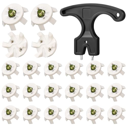 Shappy 50 Pcs Golf Shoe Spikes Replacement Metal Screw 1 Wrench Tool, White